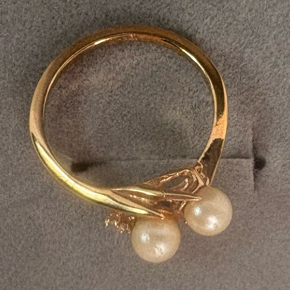 Elegant Vintage 18K HGL Gold Pearl Ring - Picture 2 of 3